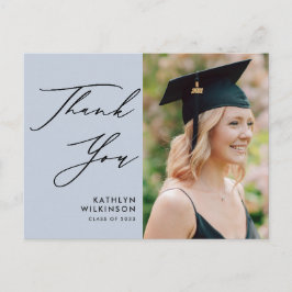 Dusty Blue Elegant Script Studenten Tack Vykort