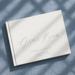 Dusty Blue Elegant Script Wedding Guest Book Gästböcker
