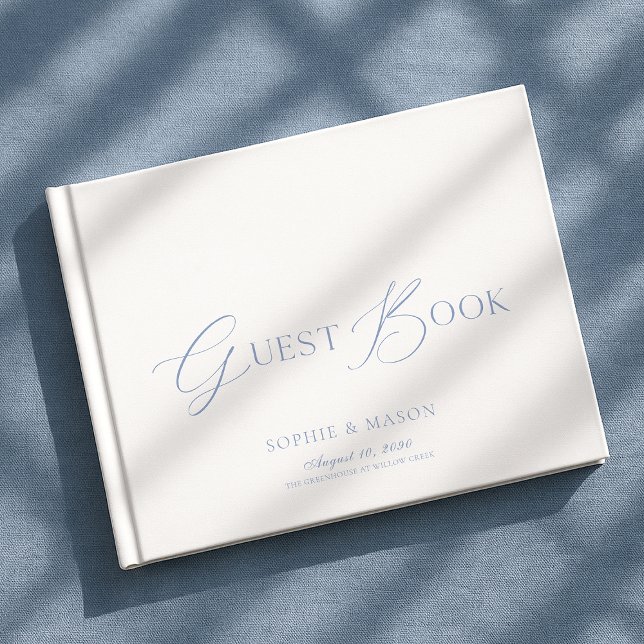 Dusty Blue Elegant Script Wedding Guest Book Gästböcker (Skapare uppladdad)
