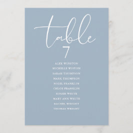 Dusty Blue Elegant Seating Plan Table Number Inbjudningar