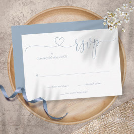 Dusty Blue Elegant Skrift Hjärtan Enkel OSA Kort