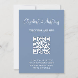 Dusty Blue Elegant Skrift QR-kod Bröllopsanmälan Inbjudningar