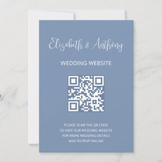 Dusty Blue Elegant Skrift | QR-kod Bröllopsanmälan Inbjudningar