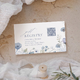 Dusty Blue Elegant Vildblomma Bröllopspresentregis Placeringskort