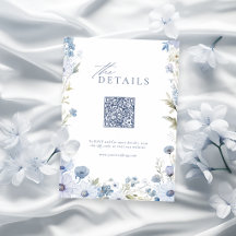 Dusty Blue Elegant Vildblomma QR-kod detaljer