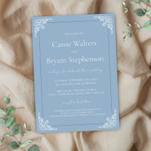 Dusty Blue Elegant Vintage bröllop Inbjudan