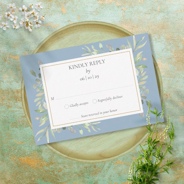 Dusty Blue Elegant Watercolor Greenery OSA (Skapare uppladdad)