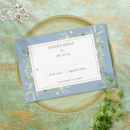 Dusty Blue Elegant Watercolor Greenery OSA Kort