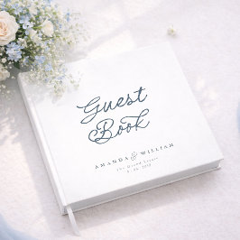 Dusty Blue Elegant Wedding Guest Book with Names Gästböcker
