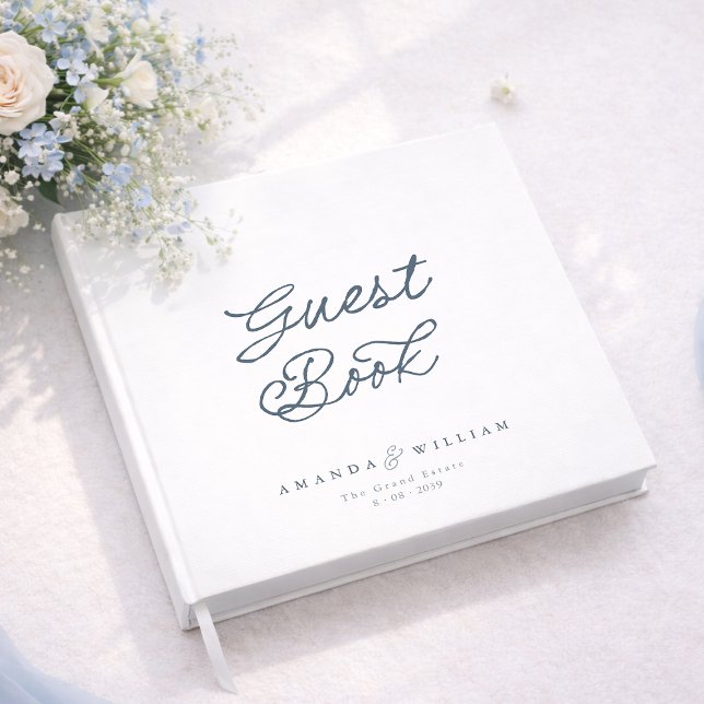 Dusty Blue Elegant Wedding Guest Book with Names Gästböcker (Skapare uppladdad)