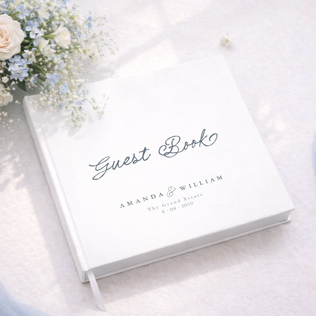 Dusty Blue Elegant Wedding Guest Book with Names Gästböcker (Skapare uppladdad)