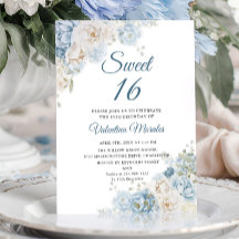 Dusty Blue Elfenbensros Blommor Sweet Sixteen 16