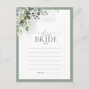 Dusty Blue Eucalyptus Blommigt Advice to Bride Vykort
