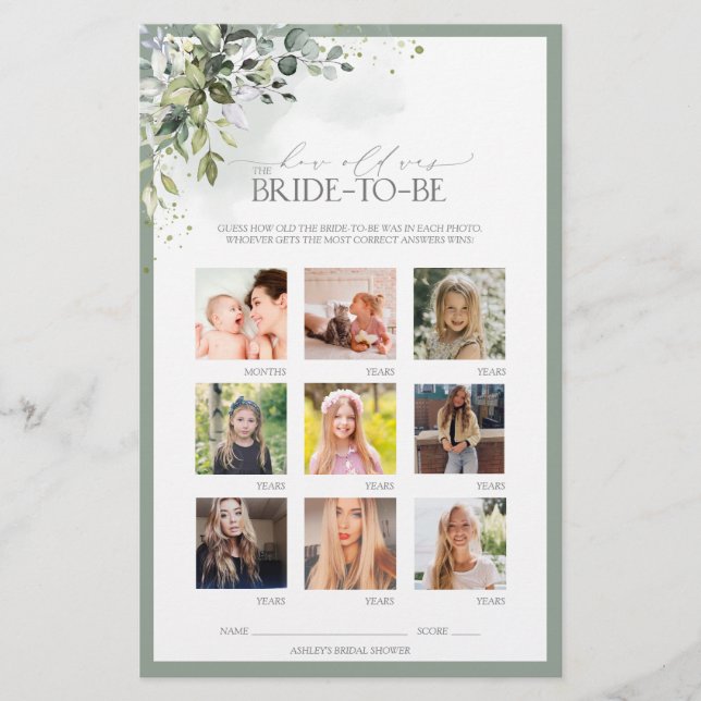 Dusty Blue Eucalyptus Blommigt Möhippa Game (Framsida)