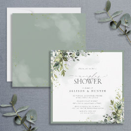 Dusty Blue Eucalyptus Botanical Par Shower Inbjudningar