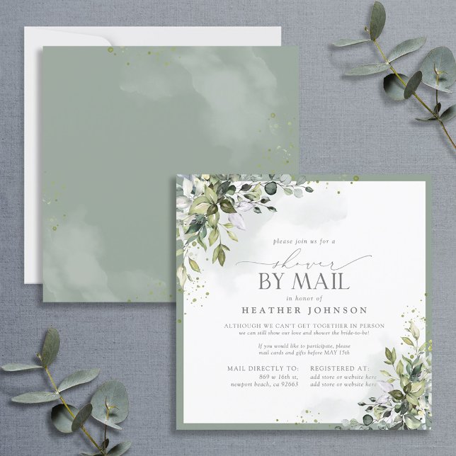 Dusty Blue Eucalyptus Botanical Shower Mail Inbjudningar (Skapare uppladdad)