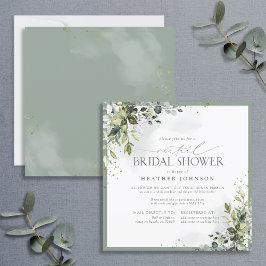 Dusty Blue Eucalyptus Botanical Virtuell Shower Inbjudningar