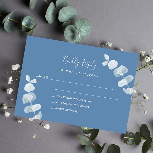 Dusty blue eucalyptus bröllop response OSA Anteckningskort (Skapare uppladdad)
