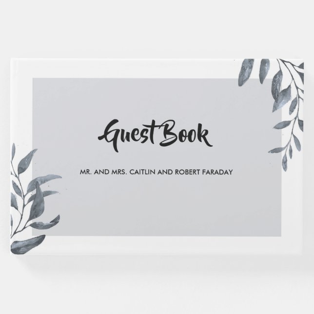 Dusty Blue Eucalyptus Gästböcker (Framsida)