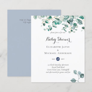 Dusty Blue Eucalyptus Greenery BABY SHOWER Inbjudn