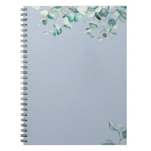 Dusty Blue Eucalyptus Greenery Blank TEMPLATE Anteckningsbok