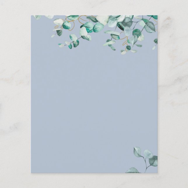Dusty Blue Eucalyptus Greenery Blank TEMPLATE Flygblad (Framsidan)