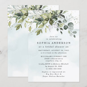 Dusty Blue Eucalyptus Greenery Boho Möhippa Inbjudningar
