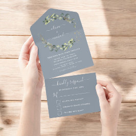Dusty Blue Eucalyptus Greenery Bröllop Elegant