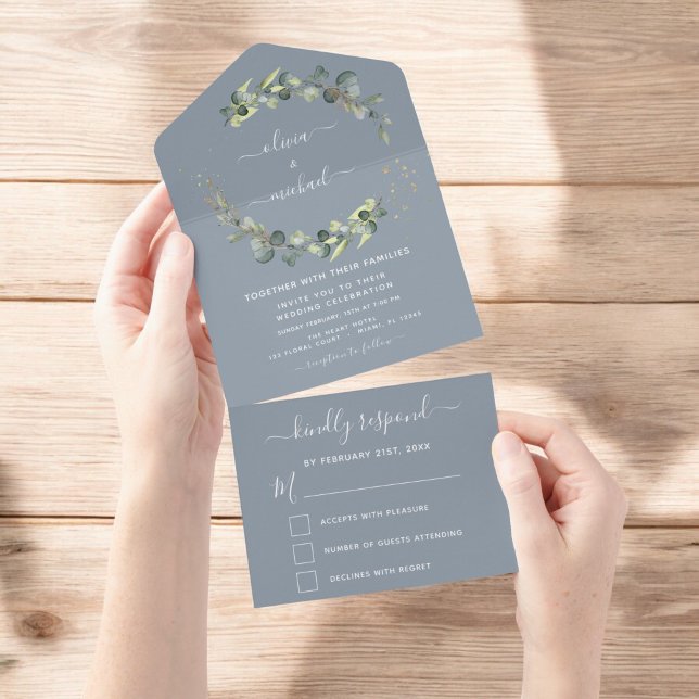 Dusty Blue Eucalyptus Greenery Bröllop Elegant (Skapare uppladdad)
