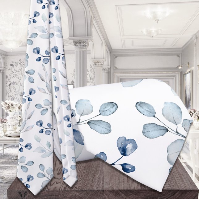 Dusty Blue Eucalyptus Greenery Bröllop White Slips (Skapare uppladdad)