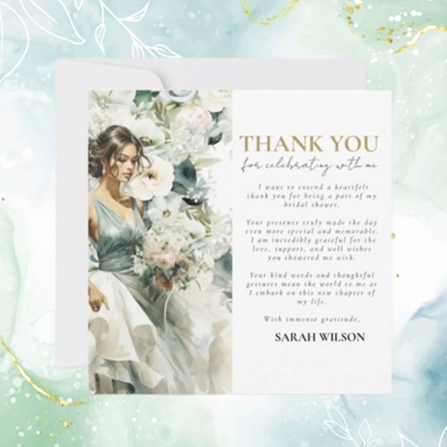 Dusty Blue Eucalyptus Greenery Möhippa Tack (Express heartfelt gratitude with Bridal Thank You cards featuring thoughtful touches  )