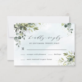 Dusty Blue Eucalyptus Greenery Succulent Bröllop OSA Kort