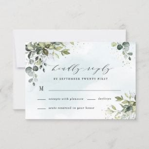 Dusty Blue Eucalyptus Greenery Succulent Bröllop OSA Kort
