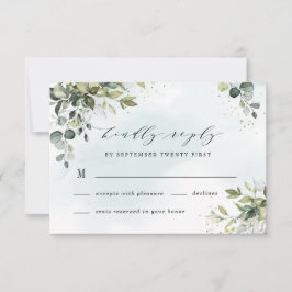 Dusty Blue Eucalyptus Greenery Succulent Bröllop OSA Kort