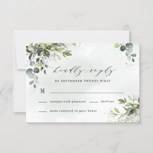 Dusty Blue Eucalyptus Greenery Succulent Bröllop OSA Kort