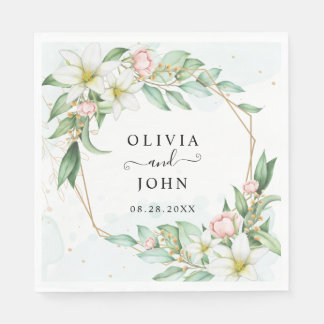 Dusty Blue Eucalyptus Greenery Succulent Bröllop Pappersservett