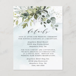 Dusty Blue Eucalyptus Greenery Succulent Bröllop Tilläggskort