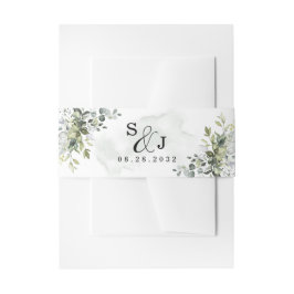 Dusty Blue Eucalyptus Greenery Succuly Bröllop Band För Inbjudningskort