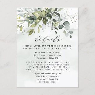 Dusty Blue Eucalyptus Greenery Succuly Bröllop Tilläggskort