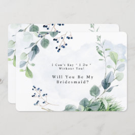 Dusty Blue Eucalyptus kommer du bli min bridesmaid Inbjudningar