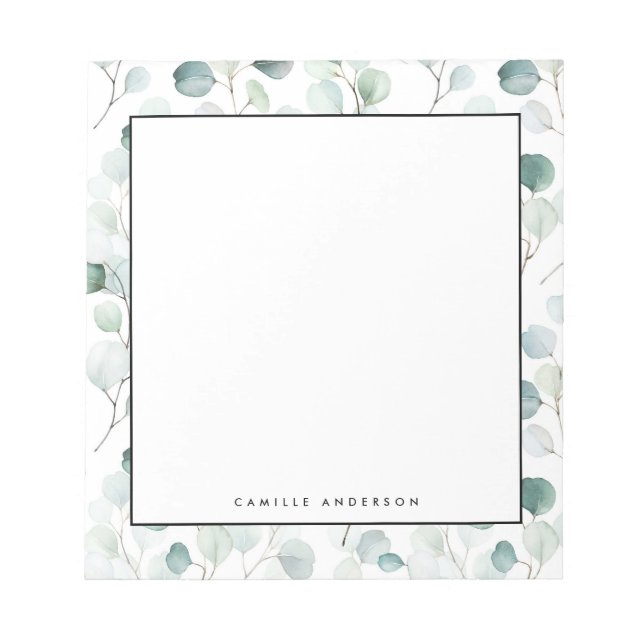 Dusty Blue Eucalyptus Löv Mönster Personlig Anteckningsblock (Framsida)