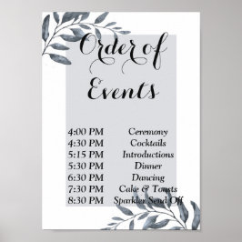 Dusty Blue Eucalyptus Order of Events Poster