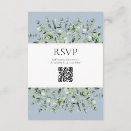 Dusty Blue Eucalyptus QR-kod Bröllops-svar   Tilläggskort