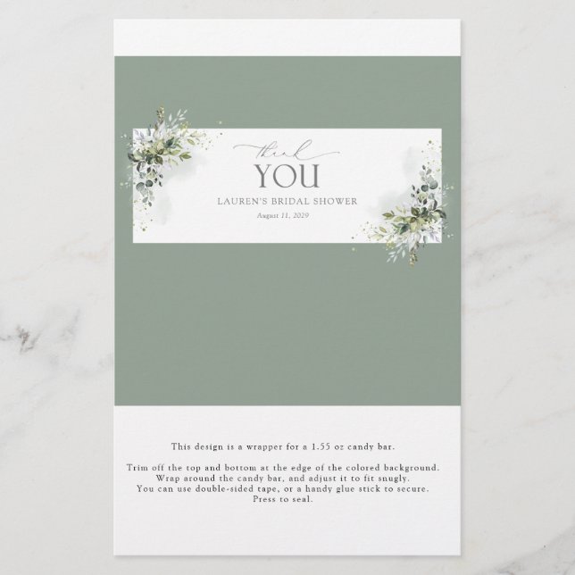 Dusty Blue Eucalyptus Shower Candy Pub Wrapper (Framsida)