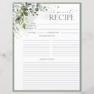 Dusty Blue Eucalyptus Shower Recipe Binder Page
