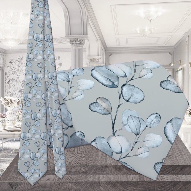 Dusty Blue Eucalyptus Sprigs Silver Sage Bröllop Slips (Skapare uppladdad)