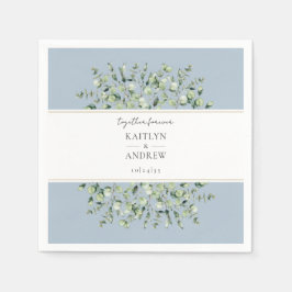 Dusty Blue Eucalyptus Tillsammans För Evigt Bröllo Pappersservett