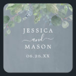 Dusty Blue Eucalyptus Wedding Favor Stickers Fyrkantigt Klistermärke<br><div class="desc">Använda det vackra klistermärket på favoriter,  presentpåsar,  kuvert eller något annat du behöver! Lätt att redigera! Se hela Dusty Blue Eucalyptus-samlingen!</div>