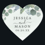 Dusty Blue Eucalyptus Wedding Favor Stickers Hjärtformat Klistermärke<br><div class="desc">Använda det vackra klistermärket på favoriter,  presentpåsar,  kuvert eller något annat du behöver! Lätt att redigera! Se hela Dusty Blue Eucalyptus-samlingen!</div>