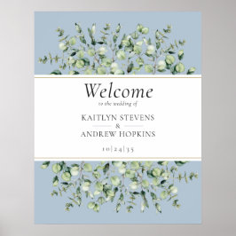 Dusty Blue Eucalyptus Wedding Welcome Poster